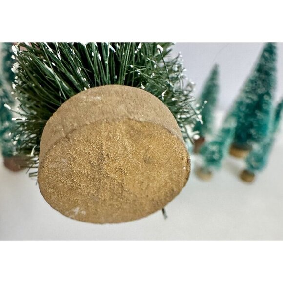 Lot 27 Vintage Bottle Brush Christmas Tree Flocked Wood Base Ornament Decor - Picture 8 of 11